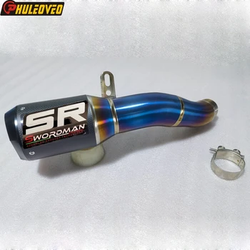Titanium Alloy Real Carbon Fiber Slip-on Exhaust for Kawasaki ZX-4R ZX-4RR 2023 Motorcycle Exhaust Muffler Escape Mid Link Pipe
