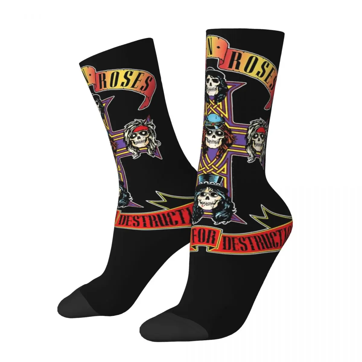 

Носки Guns N Roses Cross мужские женские модные носки Harajuku Весна Лето Осень Зима Носки средней длины подарок