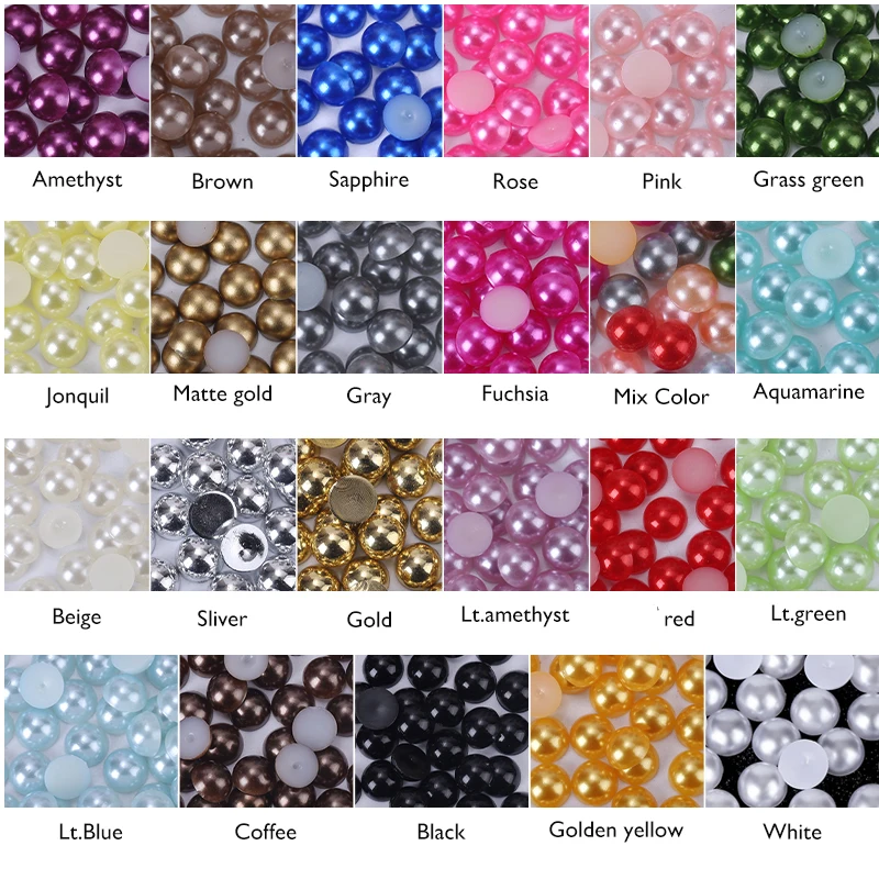 DUCrystal Pearls Beads Flatback Glitter Resin Pearls for Crafts Clothes Dresses Garment Decorative Accessories