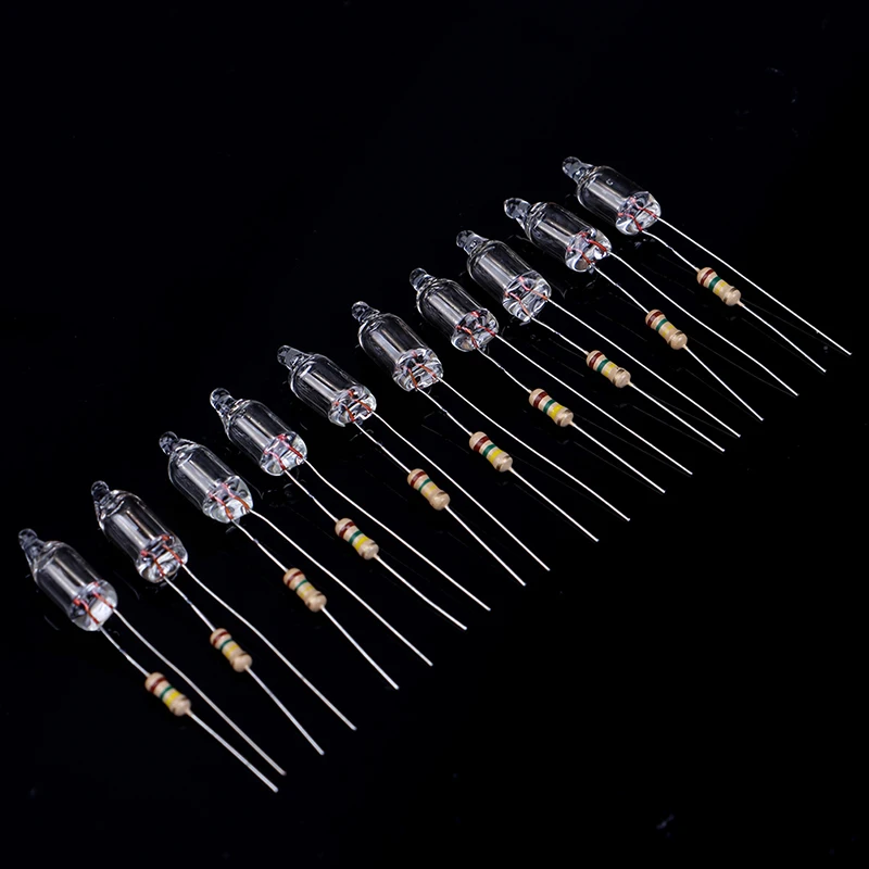20PCS Neon Indicator Lamps With Resistance Connected To  220V 4.2*0.5cm Neon Glow Lamp Mains Indicator-Red Light 3