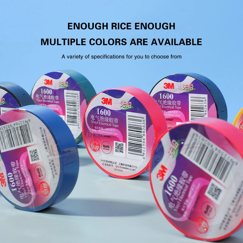 3M 18mm 10M /20M Electrical Tape Insulation Tape Electrical Tape Ultra-Thin and Ultra-Adhesive Pvc Waterproof Retardant Tape