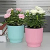 1pc Color Self-Absorbent Lazy Flower Pot Green Plant Potted Resin Round Personalized Vertical Pattern Rose Desktop Pot 1