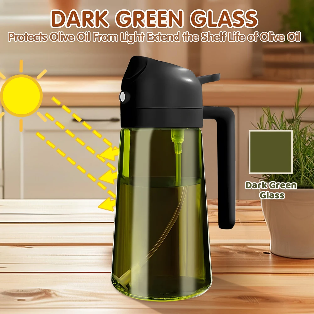 Glass oil dispenser for BBQ, roasting, and salad