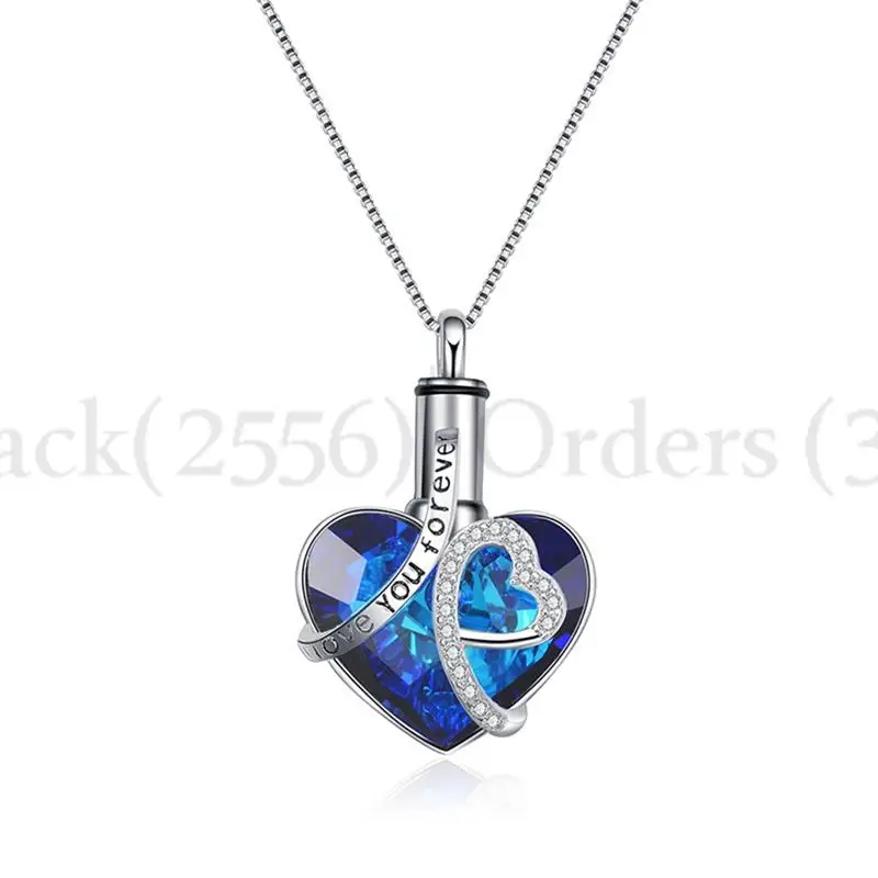 Love You Forever Locket Screw Heart Cremation Memorial Ashes Urn Birthstone Necklace Jewelry Keepsake Pendant