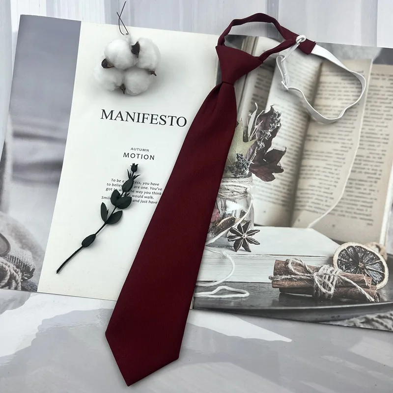 Brown Necktie - Trendy Solid Tie for College Students and Lazy-tie Uniforms