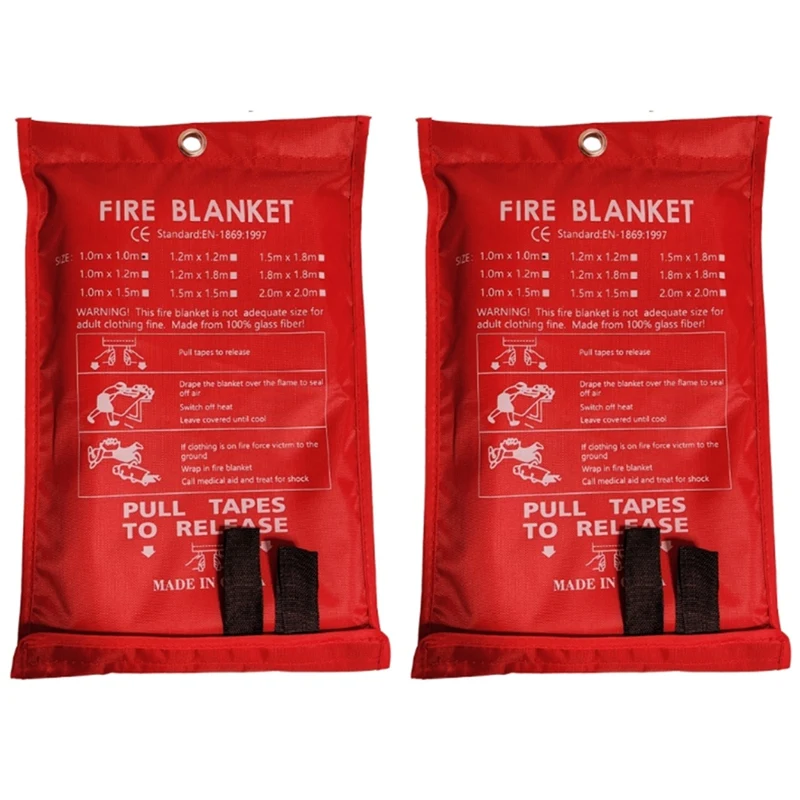 2PCS Emergency Fire Blanket, Fire Blanket, Suppression Blanket For Kitchen, Grill, Fireplace (39.4Inch X 39.4Inch)