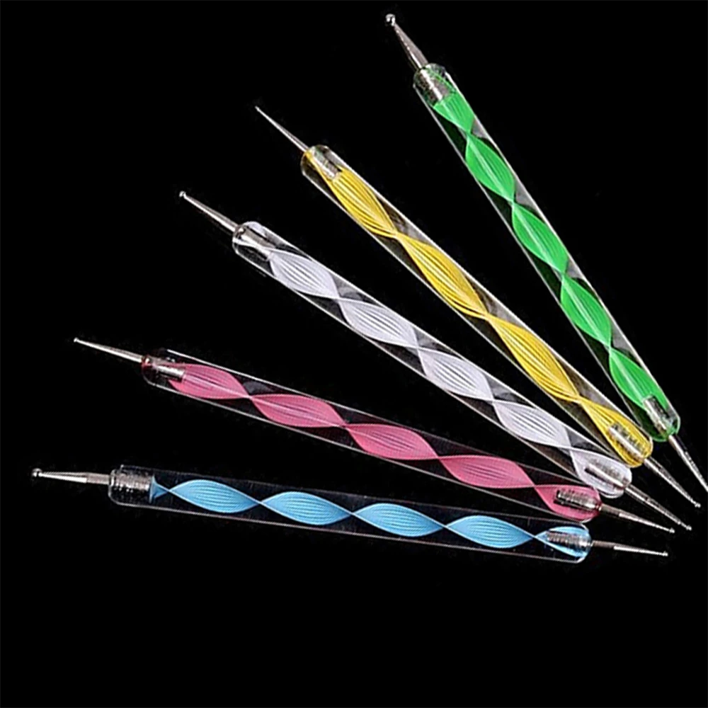 5Pcs Double Ends Dotting Pens Marbleizing Painting Tool Nail Art Dot Manicure Polish DIY Point drill Pen 3