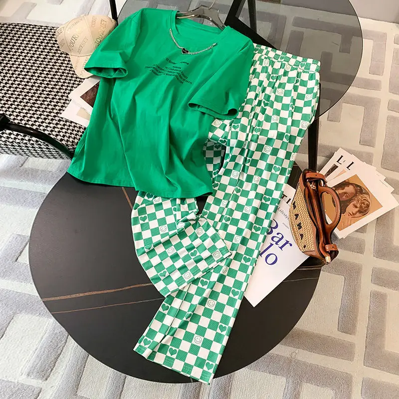 

Fashion Suit Summer 2022 New Western Style Fashion Set Matching Women's Casual Baita T-shirt Pants 2 Piece Sets Women Outfits