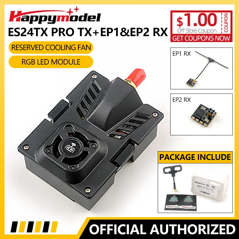 Happymodel ES24TX Pro Micro TX express ELRS модуль 2,4G 1000 МВт с охлаждающим вентилятором для радиопередатчика OpenTX RC FPV дрона