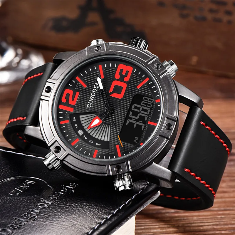 Men Big Brand Chronograph Watches Fashion Leather Band Dual Time Multi-function Sports Quartz Watch Montres de Marque de Luxe