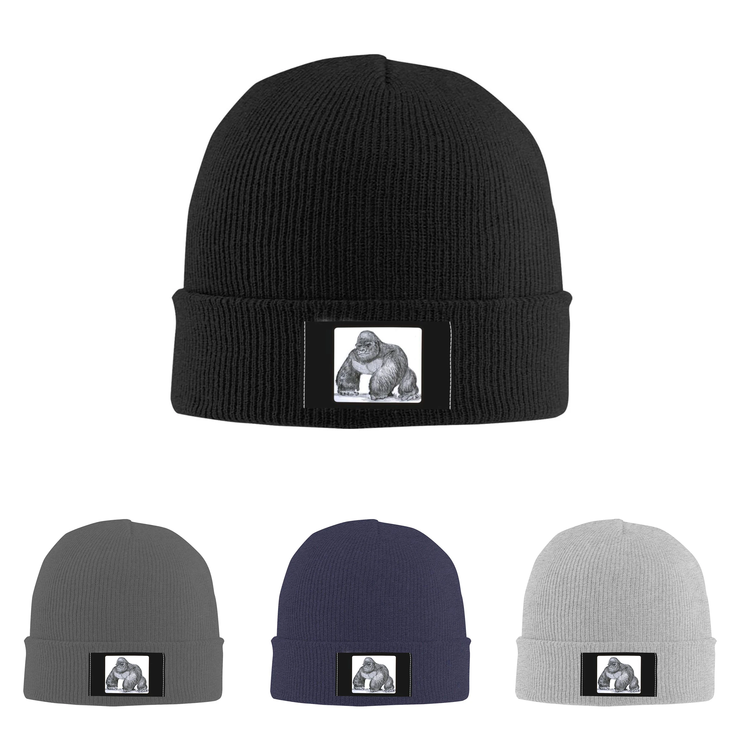 

New Skullies Beanie Winter Warm For Women Men Casual Short Thread Bonnet Gorilla Cool Hip Hop Hat Solid Color Unisex Knitted Cap
