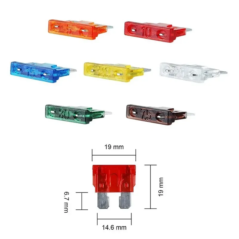 100Pcs 10Value 2A 3A 5A.5A 10A 15A 20A 25A 30A 35A Assorted Standard Blade Fuse Assorted Kit Value each 10pcs
