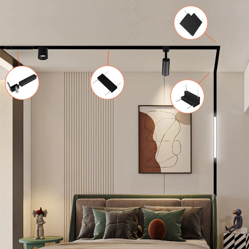 5mm Slim Magnetic Track Light System Black White Ultra Thin Ceiling Surface Mounted Led Rail Lamp Linear Magnet Home Lamps 4