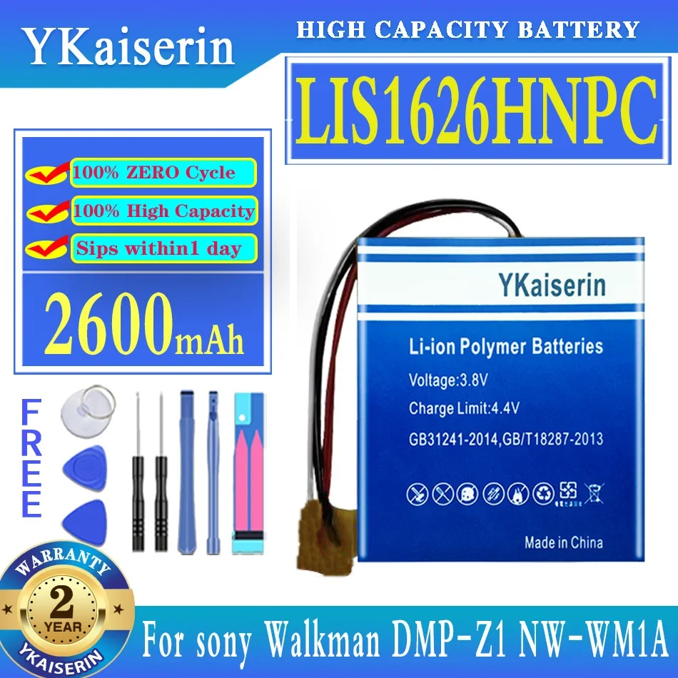 Ykaiserin 2600Mah Batteria Di Ricambio Lis1626Hnpc Per Sony Walkman Dmp-Z1 Nw-Wm1A Nw-Wm1Z Mp3