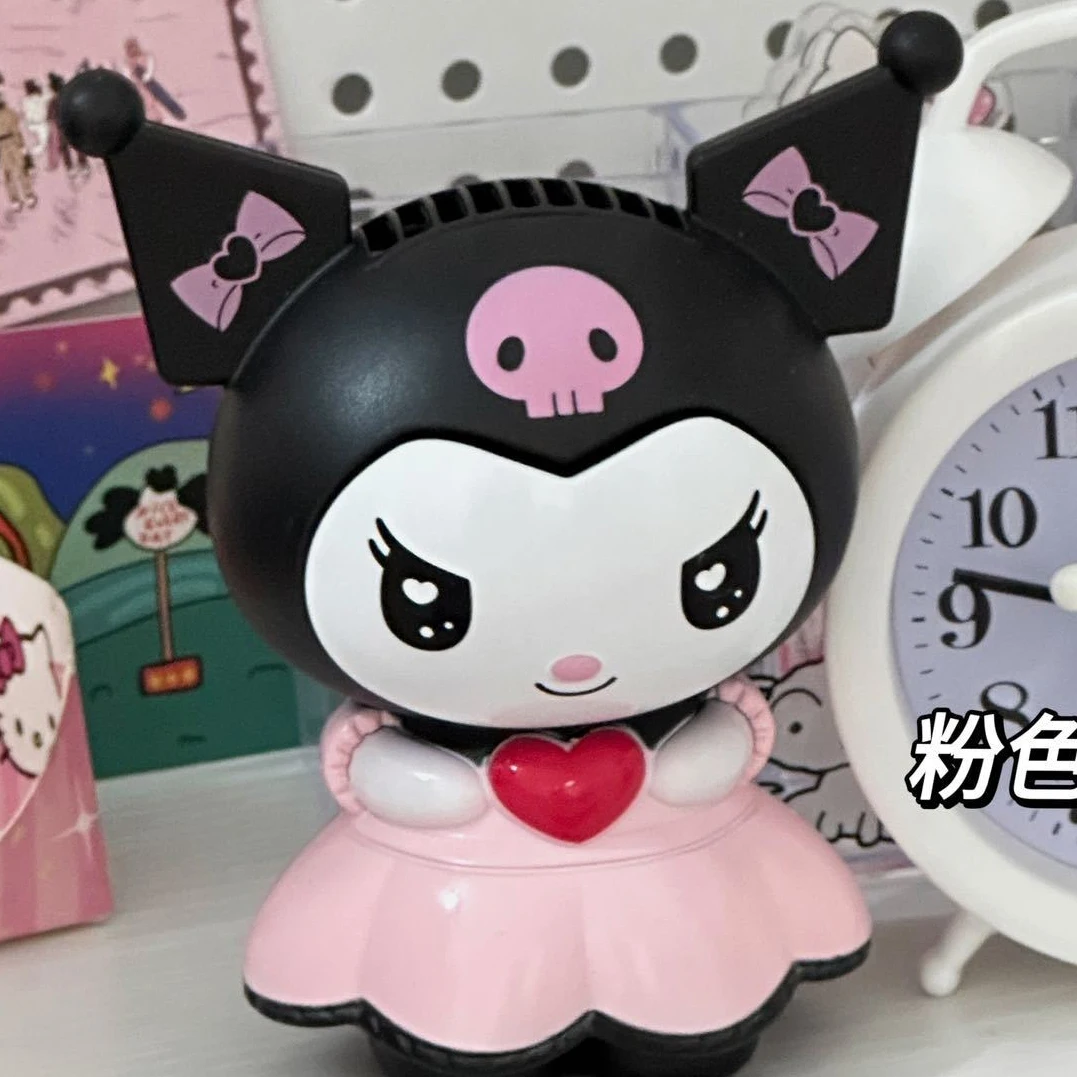 Portable Handheld Fans Kawaii Sanrio Kuromi Fan For Girls Room Decoration Usb Fan Portable Handheld Children Fans Necklace Kuromi Stuff Things Gift