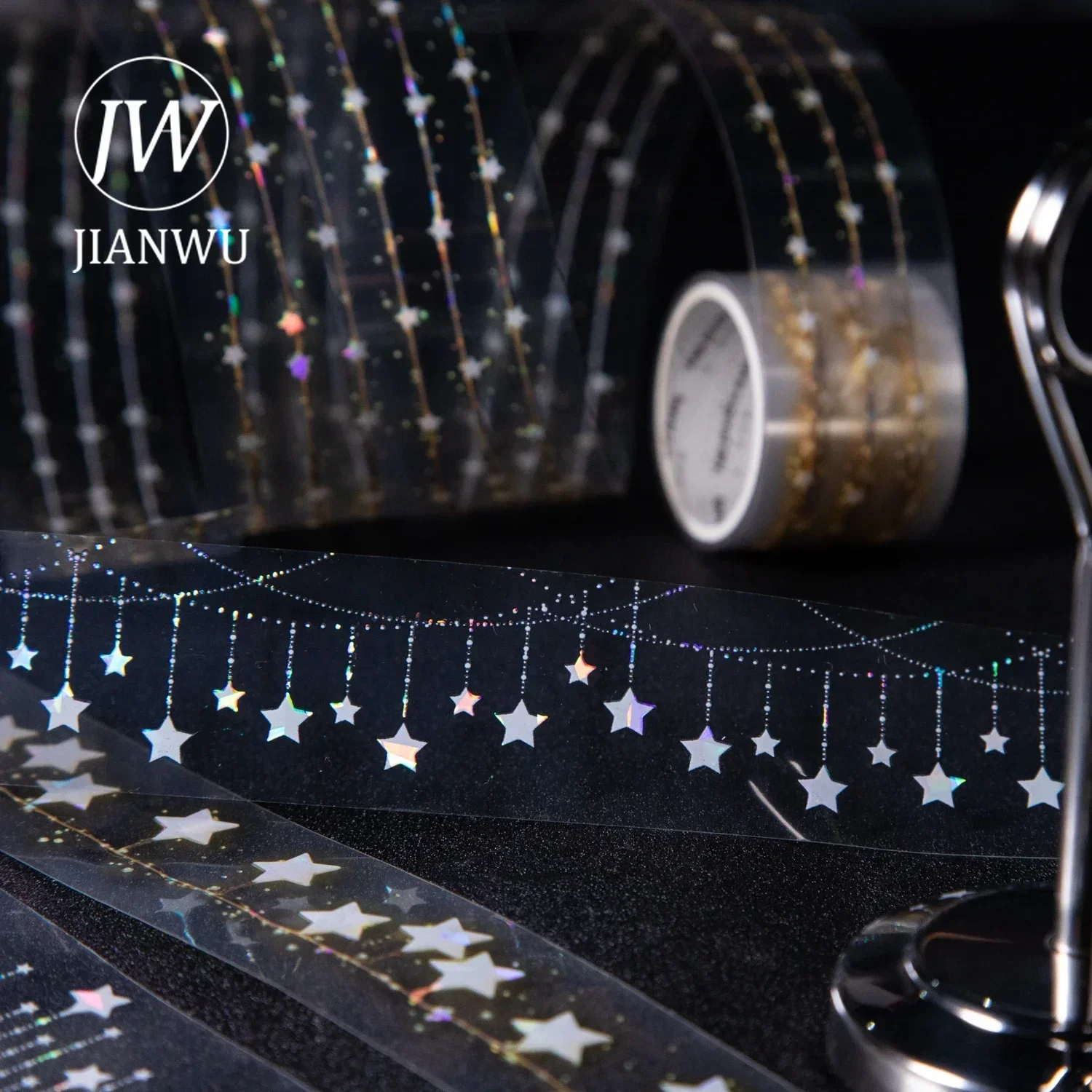 JIANWU 30mm*200cm Star Curtain Series Vintage Material Collage Landscaping PET Tape Creative DIY Journal Stationery 3