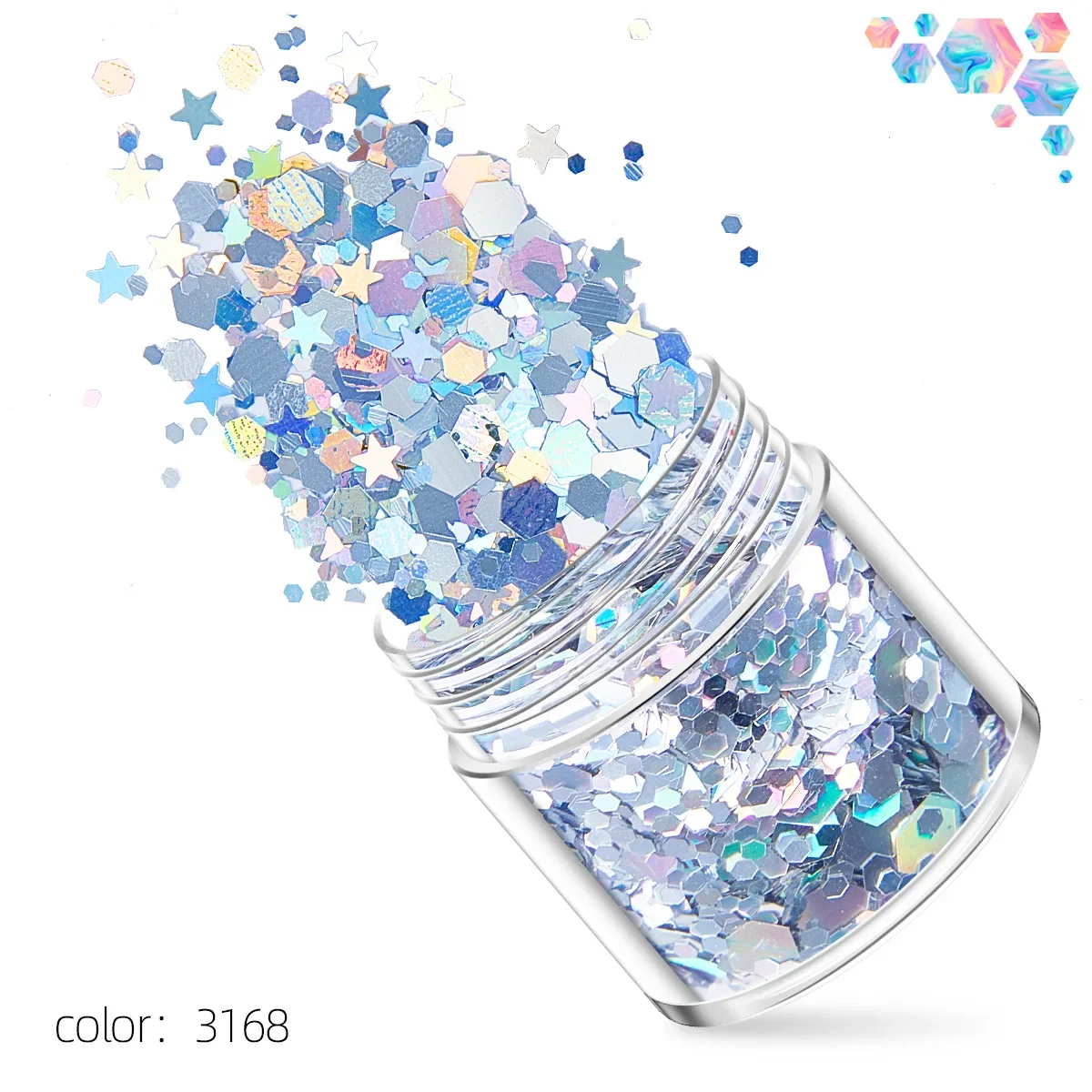 Nail Glitter Nail Flakes Holographic Mixed Hexagon Shape Chunky Sequins Laser Sparkly Flakes Slices Manicure Nails Art Decoration