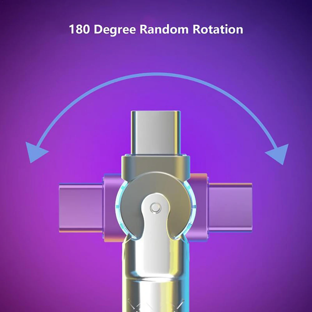 120w 6a Super Fast Charge Type C Silicone 180 ° rotating elbow TYPE-C-C data cable 1M 2M Usb Cable Usb C to C Charger Cable