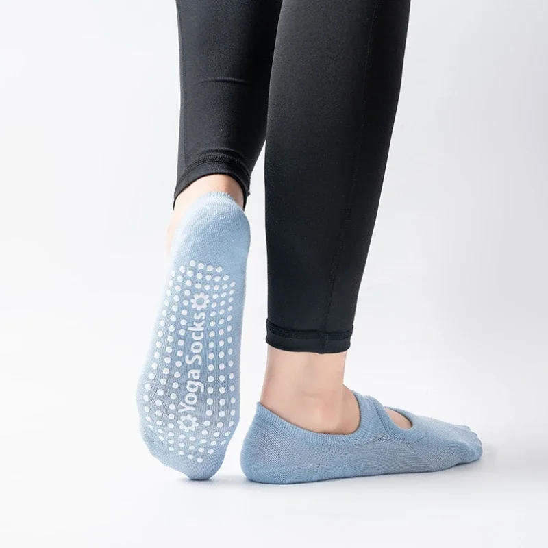 Silicone Non-slip Yoga Socks Women Large Size Backless Breathable Sports Socks Solid Color Cotton Invisible Floor Pilates yoga socks