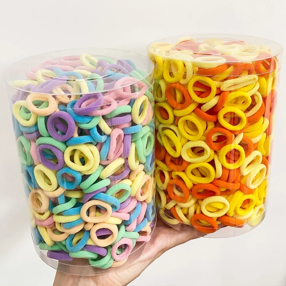 Nylon Elastic Hair Ties 100PCS Colorful Basic Nylon Ealstic Hair Ties for Girls Ponytail Hold Scrunchie Rubber Band Kid Fashion Hair Accessories