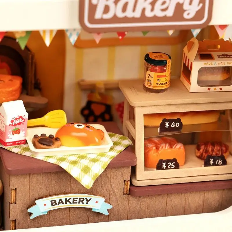 Robotime Rolife Food Box Shop DIY Miniature House Kit Easy Assembly Building Block Kits for Children Kids Sweet Color Design 5