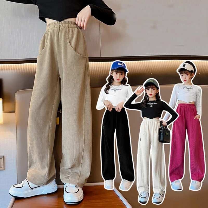 Girls Sweatpants New Spring Loose Fashion All-match Teen School Kids  Trousers High Waist 10 12 13 Years Children Casual Pants