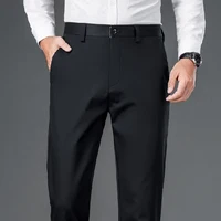Male Smart Casual Pants Stretchy Sports Men's Fast Dry Trousers Spring Autumn Full Length Straight Office Black Navy Work Pants 1
