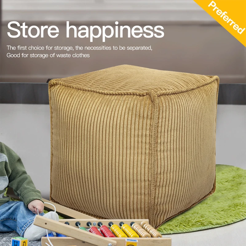 42cm Moroccan Soft Fabric Pouf Cover Craft Simple Stripes Sofa Ottoman Footstool Unstuffed Living Room Bedroom Cushion Covers