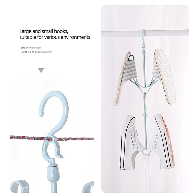 Multifunctional Shoes Drying Hanger Drying Rack Windproof Rotatable Balcony Scarf Necktie Shoe Hanging For Home Storage Organize 5