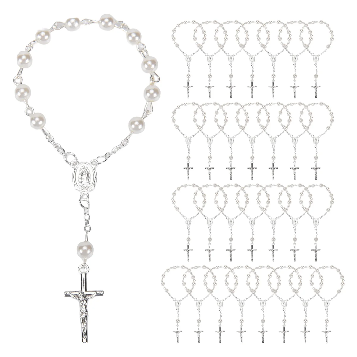 Baptism Rosary Beads Finger Baptism Rosaries Faux for Favors Favors Communion 30Pcs baptism rosary beads