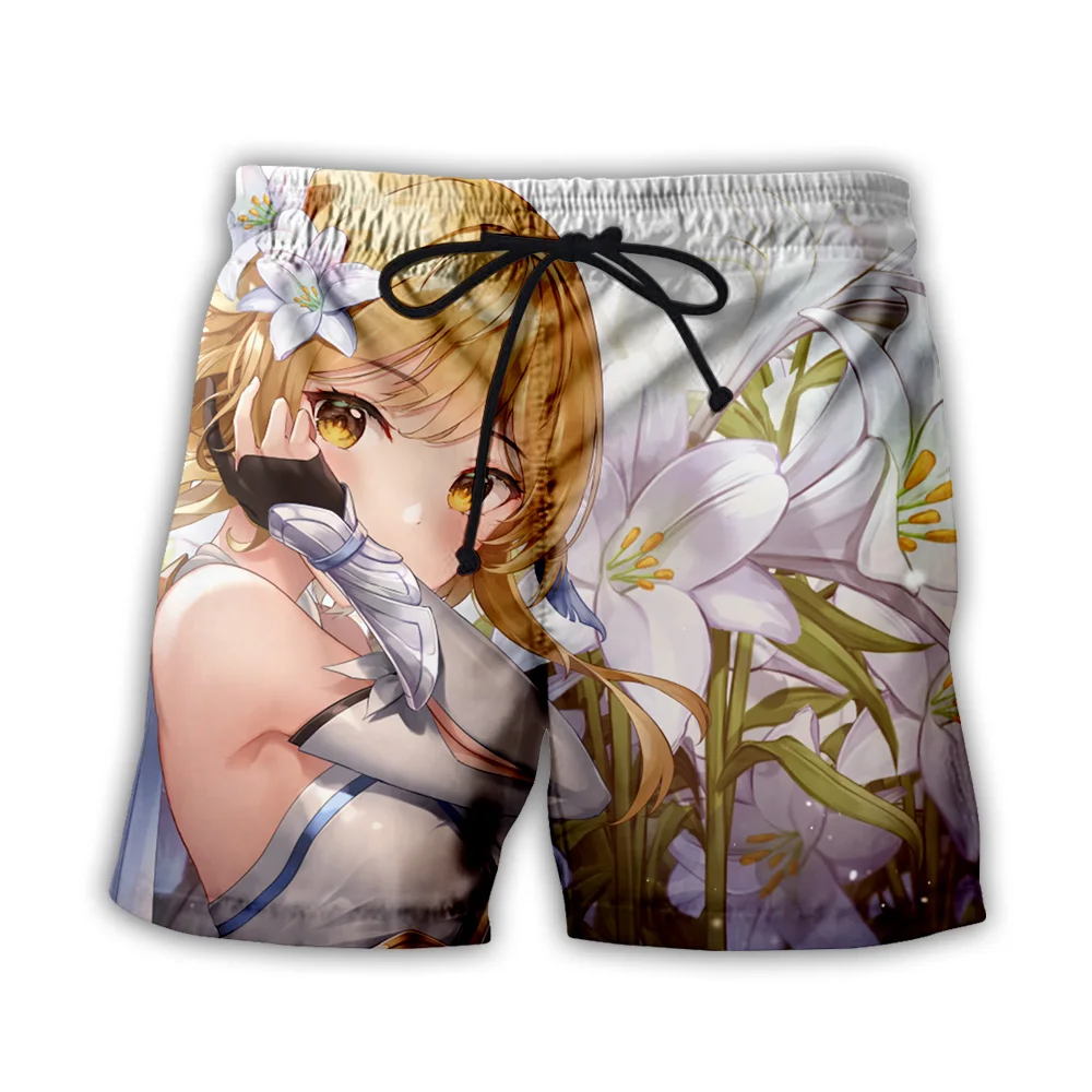 Anime Shorts Mens 3D Print Genshin Impact Board Shorts Summer Quick Drying Unisex Harajuku Beach Boxer Trunks Jogger Swimwear