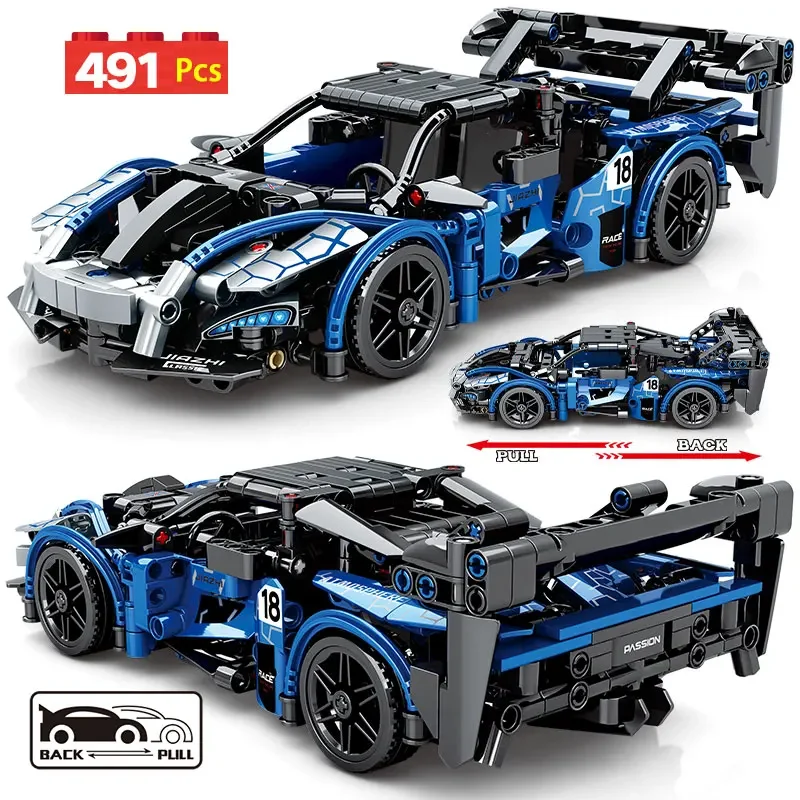 

For 491pcs City Racing Pull Back Car Building Blocks Speed Supercar Vehicle Moc Bricks Toys for Children Gifts