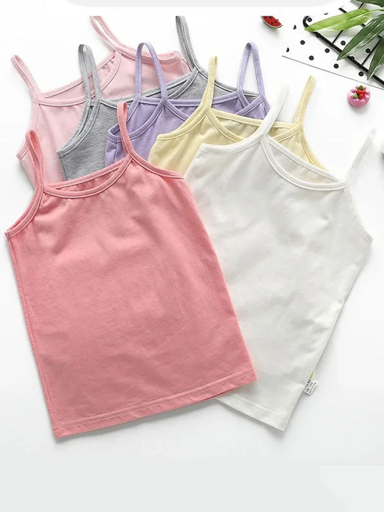 2 Pieces Girls' Cotton Undershirts Stretch Camisole Basic Tank Top Dance For Ballet Gymnastics Dancewear Undershirts Camis Tank 6