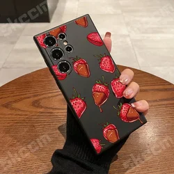 Strawberry Pattern Phone Case Cover for A50 (Black 2A538)