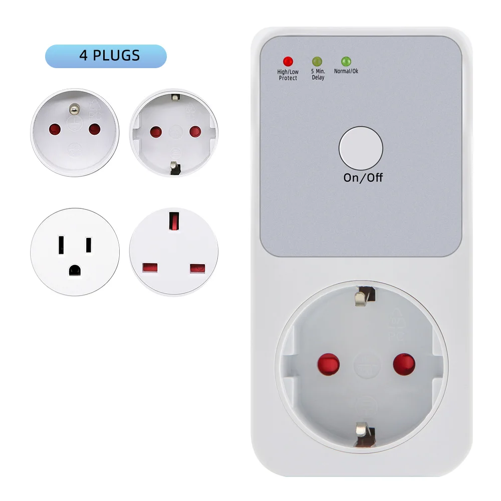 Automatic Voltage Protector Socket Switcher AC 220V Power Surge Safe Protector EU Plug Socket Voltage Safe Refrigerator Protect 2