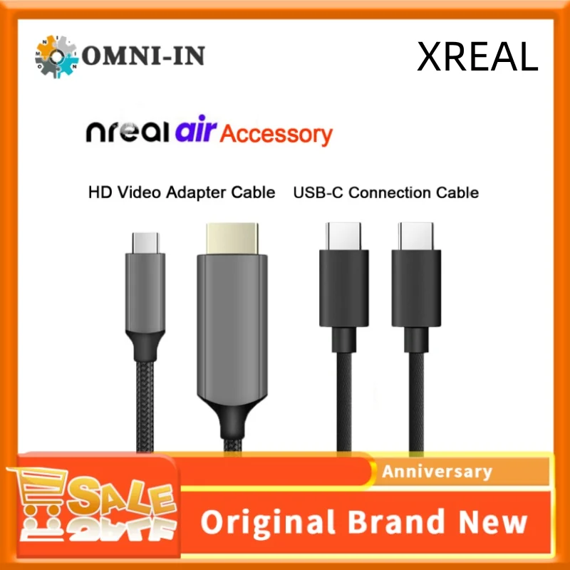 

XREAL HDMI to Type-C data cable 1.2m high-definition video conversion cable 60Hz supports 4K screen projection for use with Beam