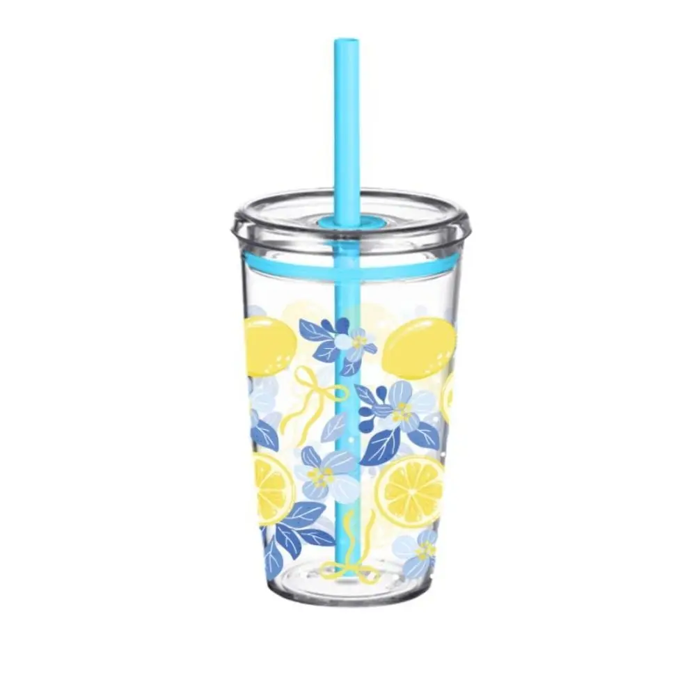 Portable 450ml Milk Tea Straw Cup Transparent Reusable High-value Coffee Cup Plastic Single Layer Drinking Cup Office