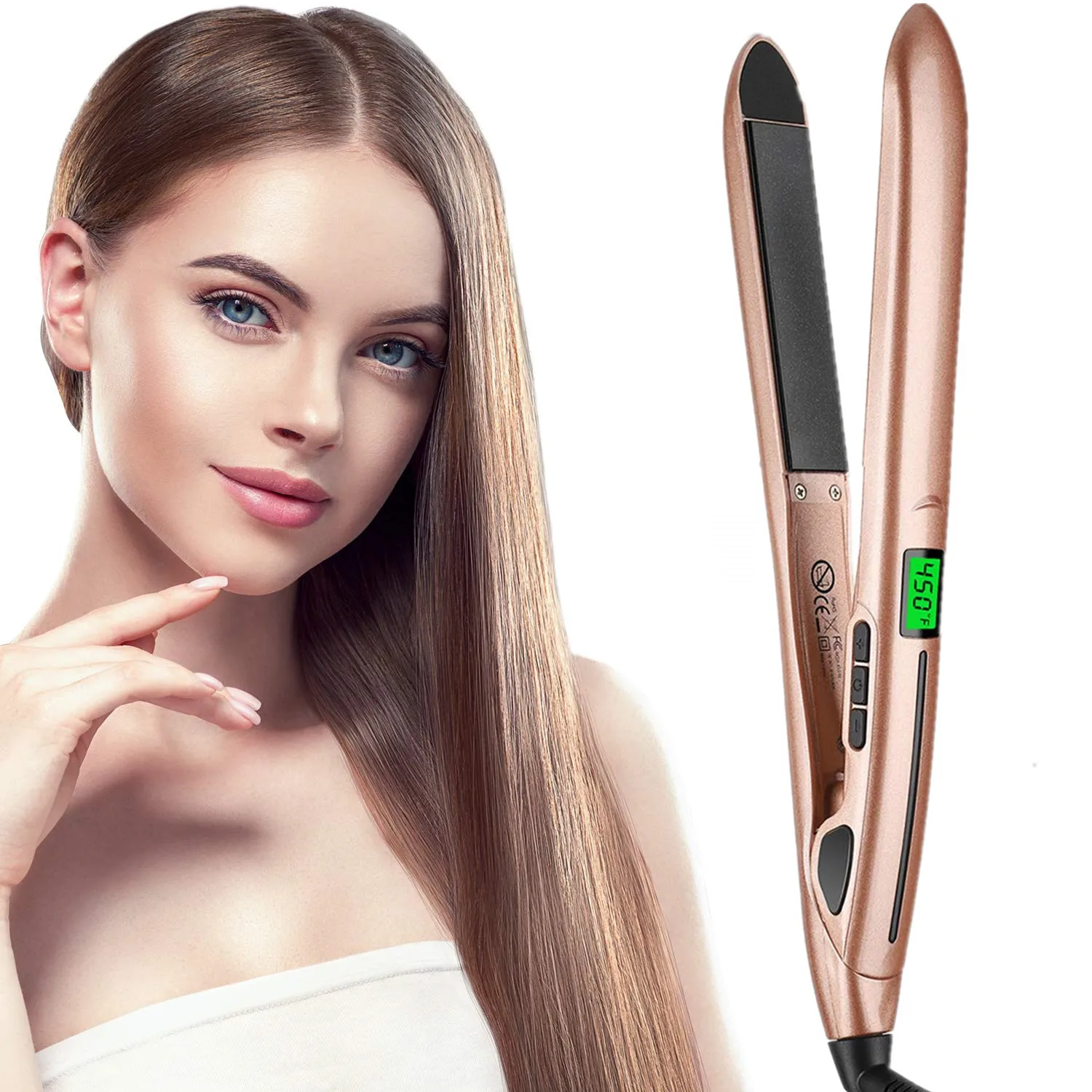 Professional Flat Iron Hair Straightener With Digital Lcd Display Heating Curling Straighteners Straightening Styling Hair Plate