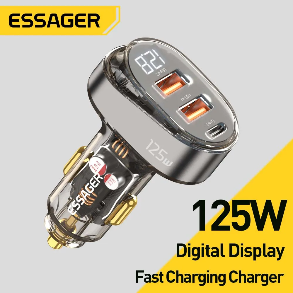 Essager125WUSBCCarChargerDigitalDisplayPDQC30FastCharging