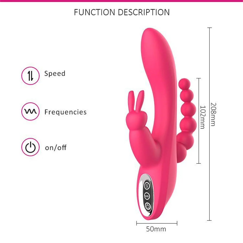 Trident Rabbit Dildo dick Vibrators Vagina Anal Sex Toys Women's Strong Vibrator penetration anal Sex Toys for Woman JoinJJtoy