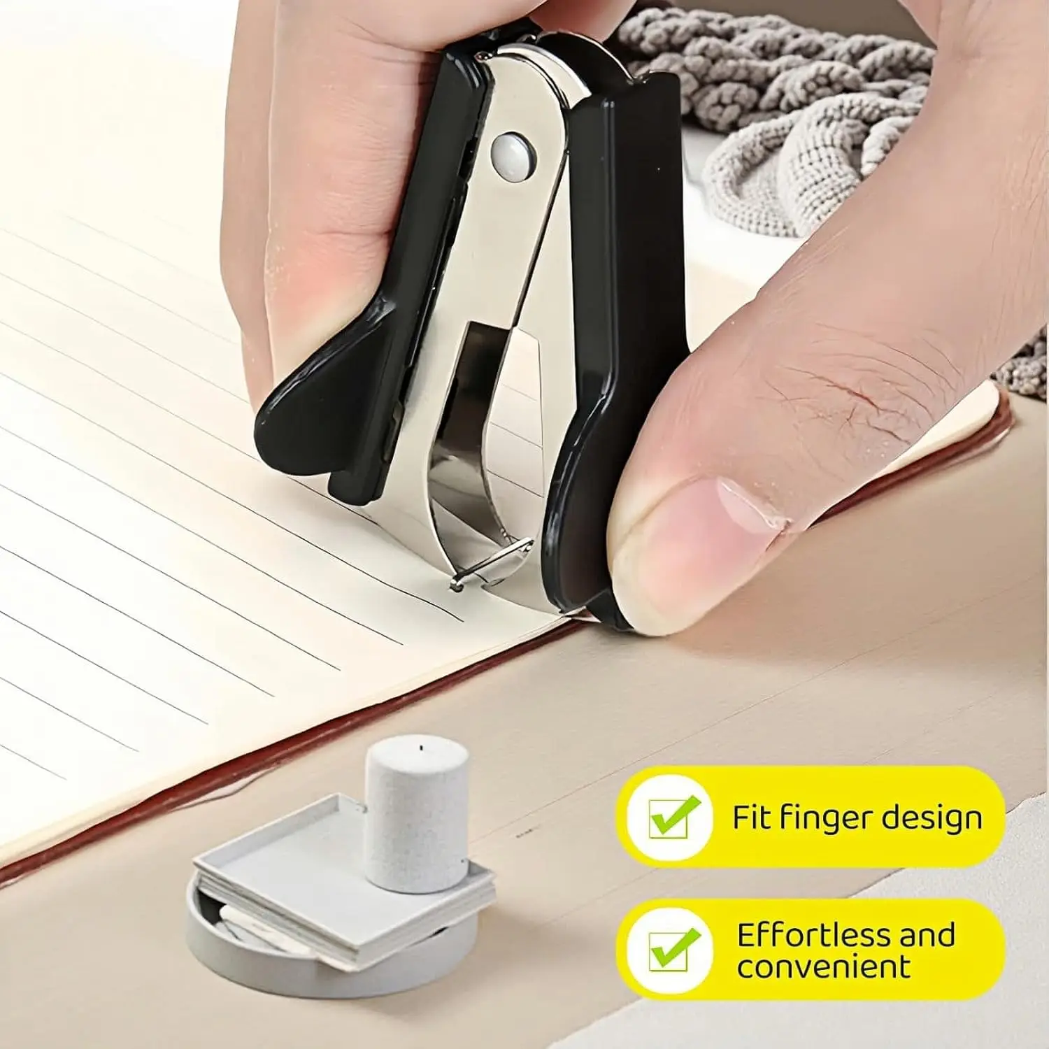 Compact Heavy-Duty Iron Stapler & Staple Remover - Ergonomic Black Handle Office Stapling Tool for Home & Professional Use - 4