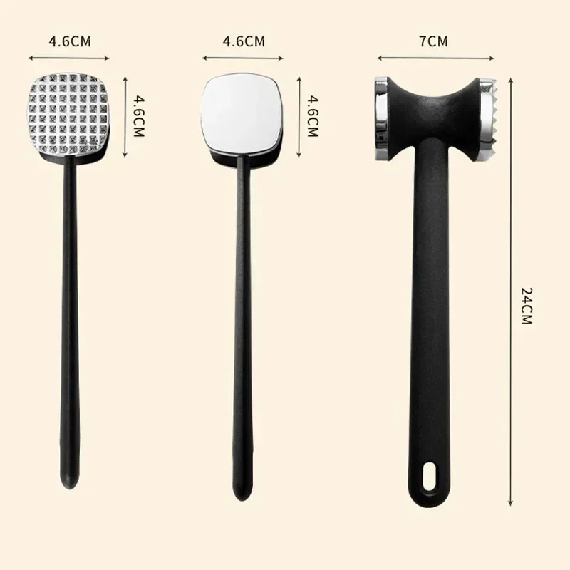 Steak Hammer Mallet Double-Sided Zinc Alloy Meat Tenderizer Hammer Pork Chop Steak Meat Mallet Rubber Portable Kitchen Tools Meat Tenderizer Hammer