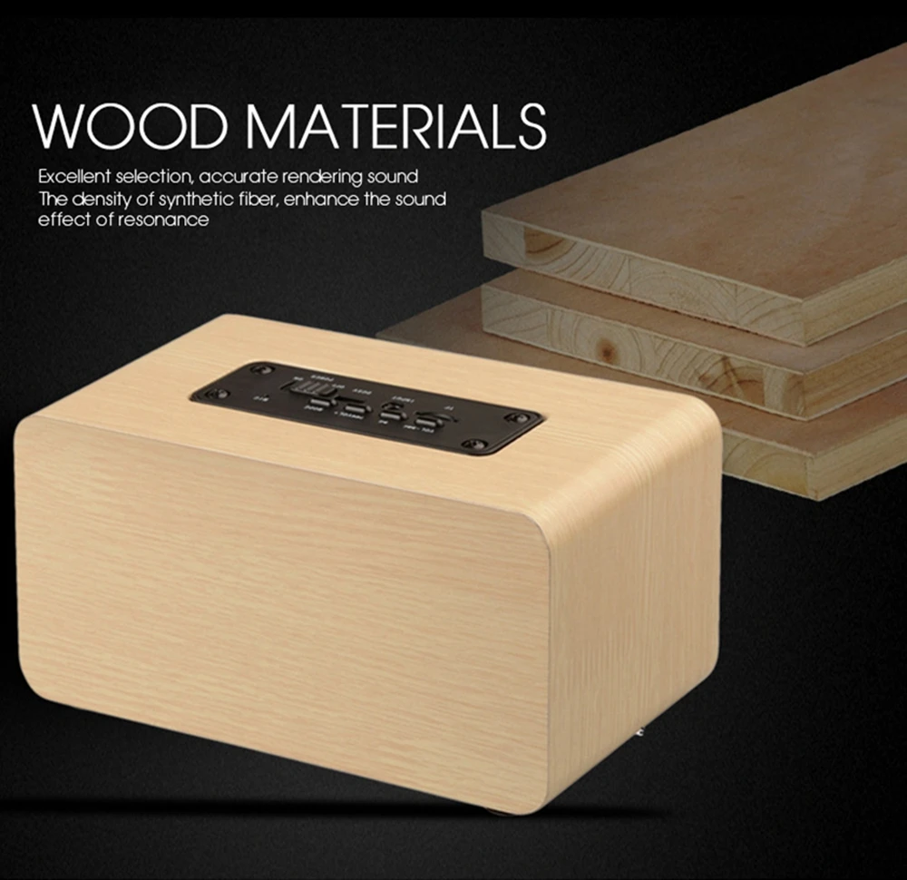 Portable Wooden Bluetooth Speaker HIFI Stereo Sound