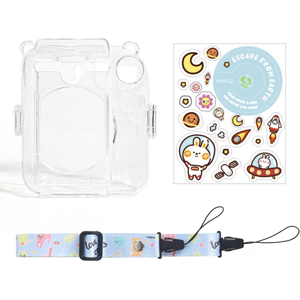 

Прозрачный чехол для камеры Instax Mini 12, защитный чехол для хранения, портативный дорожный Чехол для ПК с ремешком