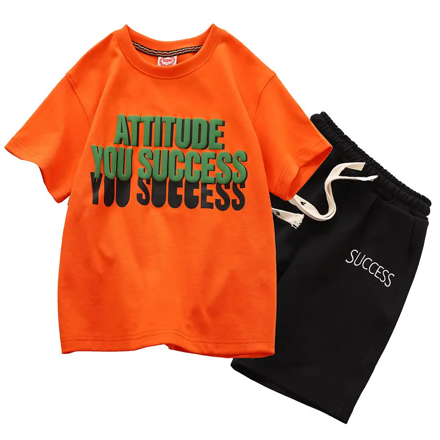 

Спортивный костюм для мальчиков и девочек, футболка с коротким рукавом и шорты, комплект из 2 предметов, летний комплект для детей 4-15 лет