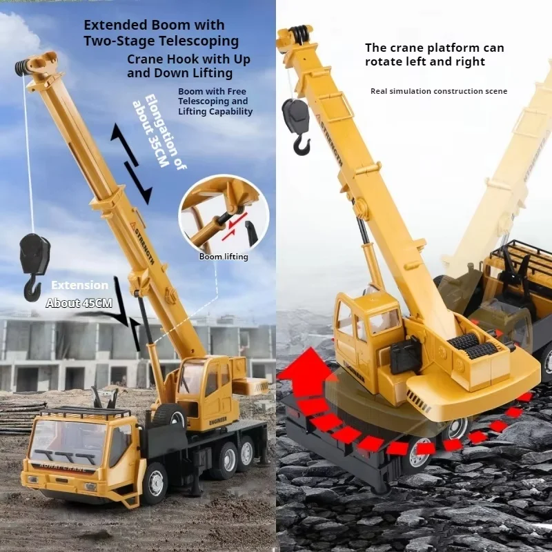 1:24 Rc Crane Truck Transportation Engineering Vehicle 8ch Oversize Simulate Car Boy Model Outdoor Toy Gift Construction Car 5
