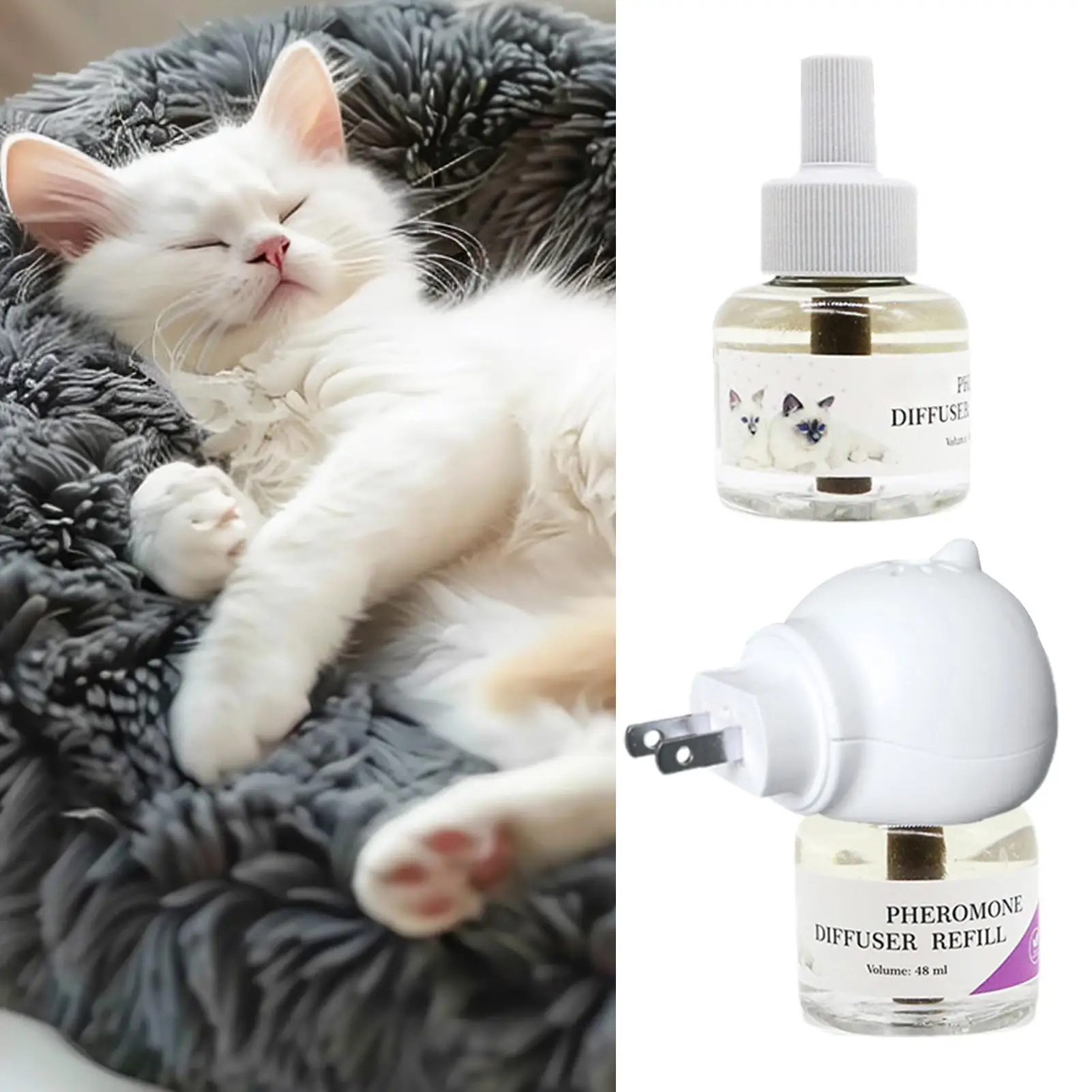 Pet Pheromone Diffuser To Calm Cats Calming Pheromone Diffuser For Calm Relaxing Safeno side effects Calming Aid Sup