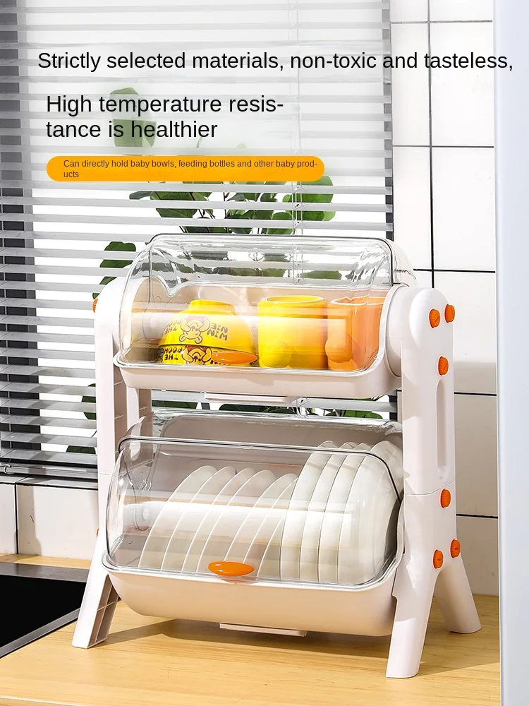 

Household Kitchen Narrow Bowl Two-layer Drain Rack Large capacity Draining Bowl Dustproof Sealed Convenient Storage Organizer