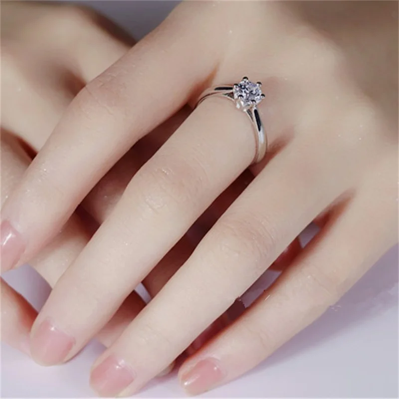 CC Wedding Rings For Women Silver Plated White Cubic Zirconia