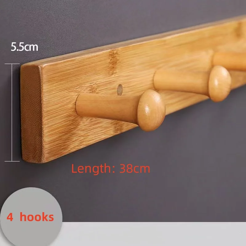 1pc Wall Hanging Hooks Storage Key Holder Wooden Wall Mounted Storage Rack with 4 Hooks Plant Mail Storage Organizer for Home 5